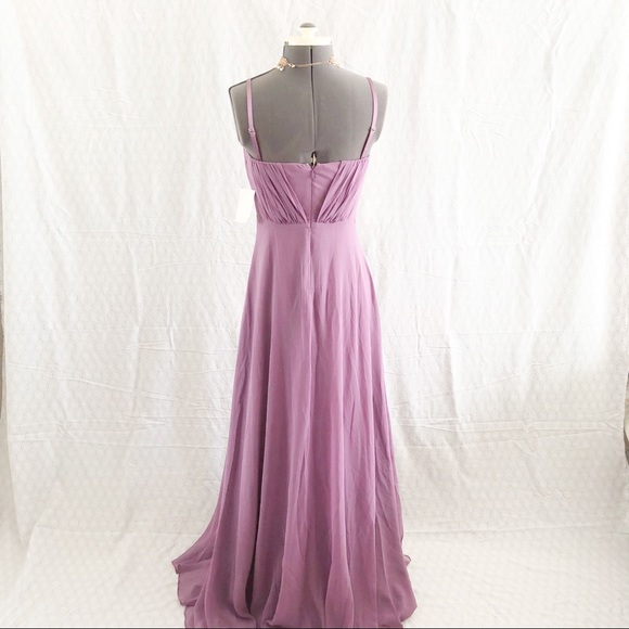 Vera Wang pleated bodice purple evening gown